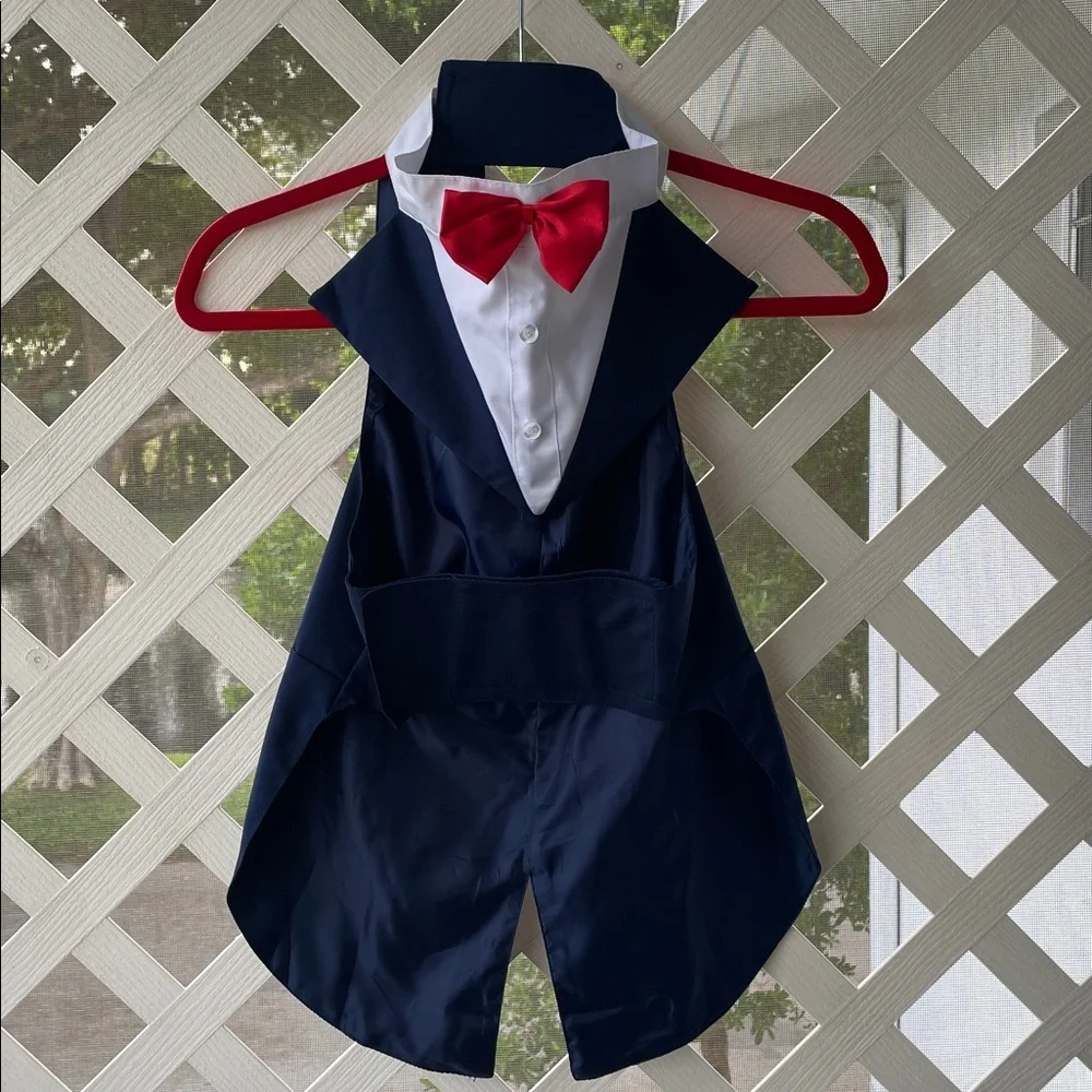 NWOT Kuoser Navy Dog Tuxedo - Suit and Bandana Set